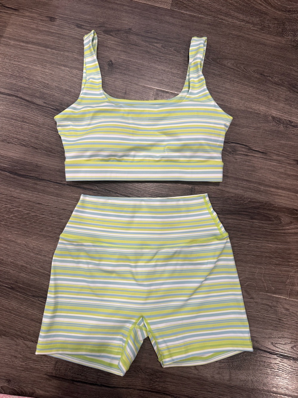 Shop Fancy lime green & blue stripe matching set 🍋‍🟩